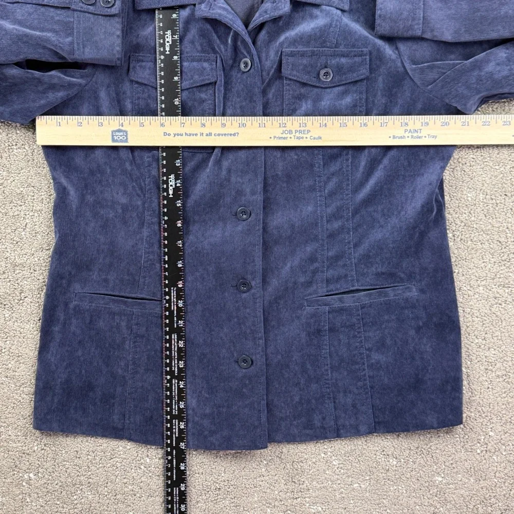 Croft & Barrow Jacket Womens L Blue Corduroy Button Front Utility Casual Classic